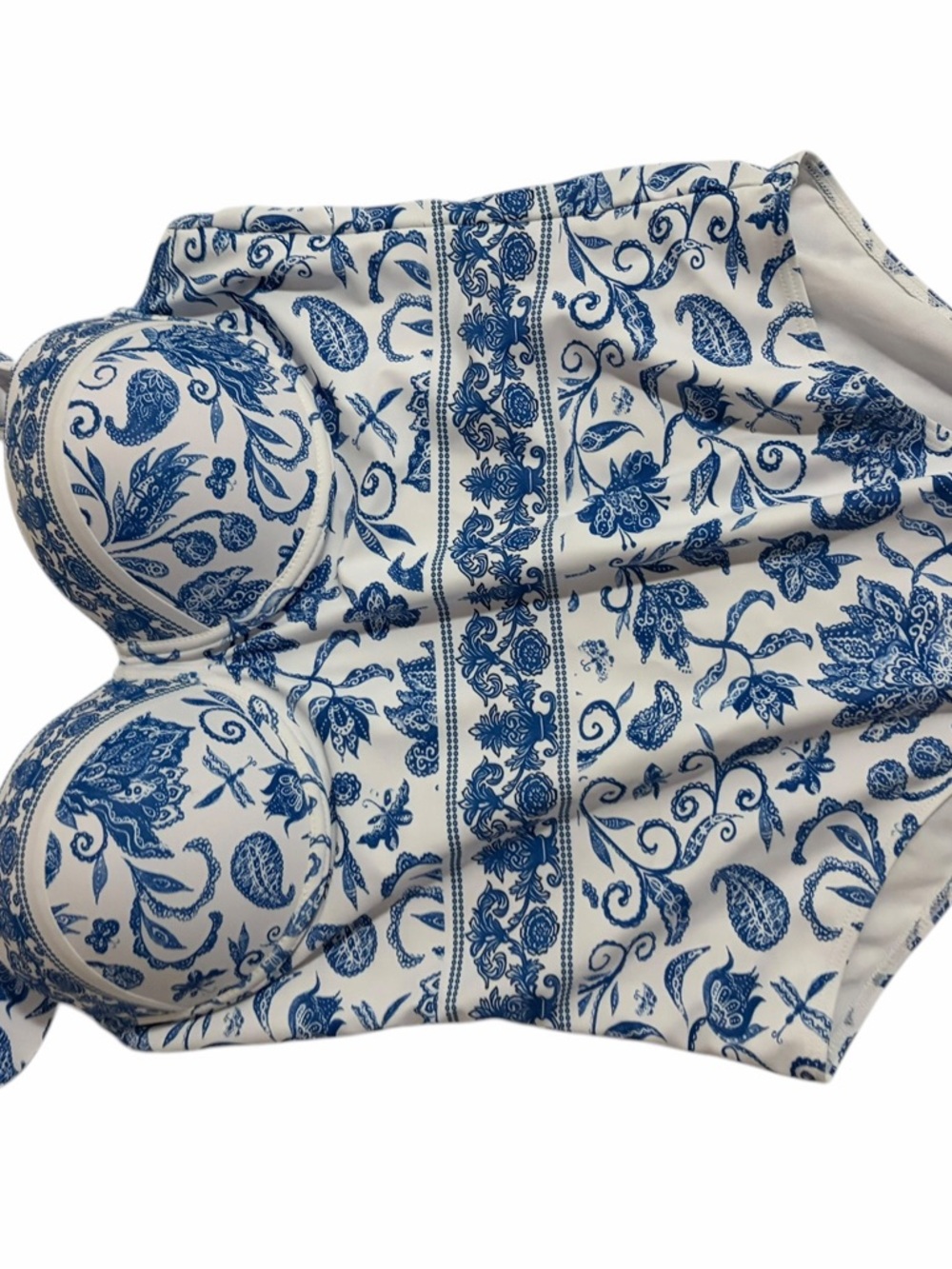 Source Unknown Blue and White One-Piece Swimsuit Good Condition